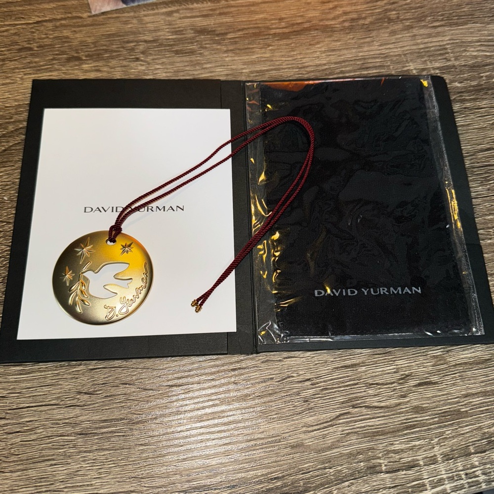 NEW Authentic David Yurman Gold Dove Christmas Ornament or Necklace on wine cord